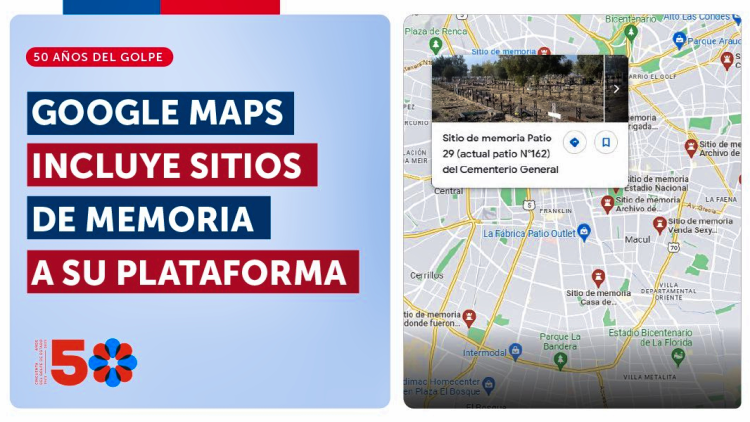 Google Maps incluye sitios de memoria en su plataforma.  Entre ellos el “Patio 29” del Cementerio General