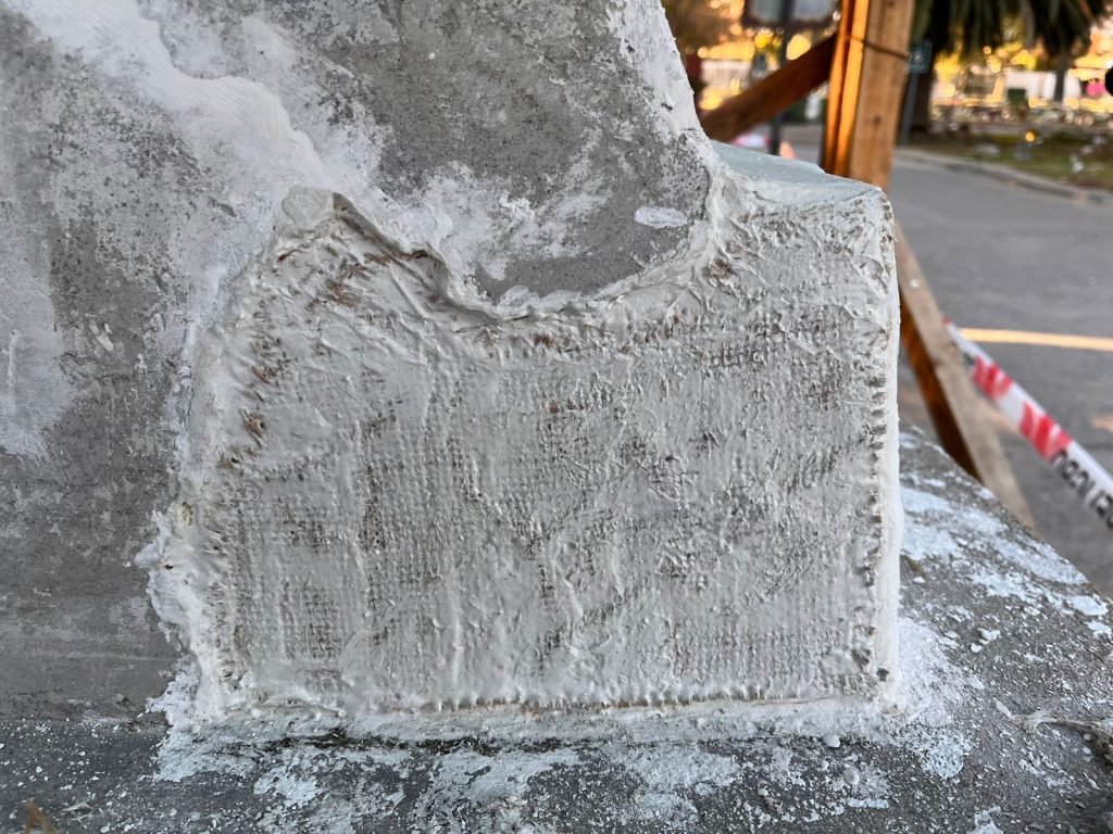 Avances en la consolidación de la escultura “Último Regazo”